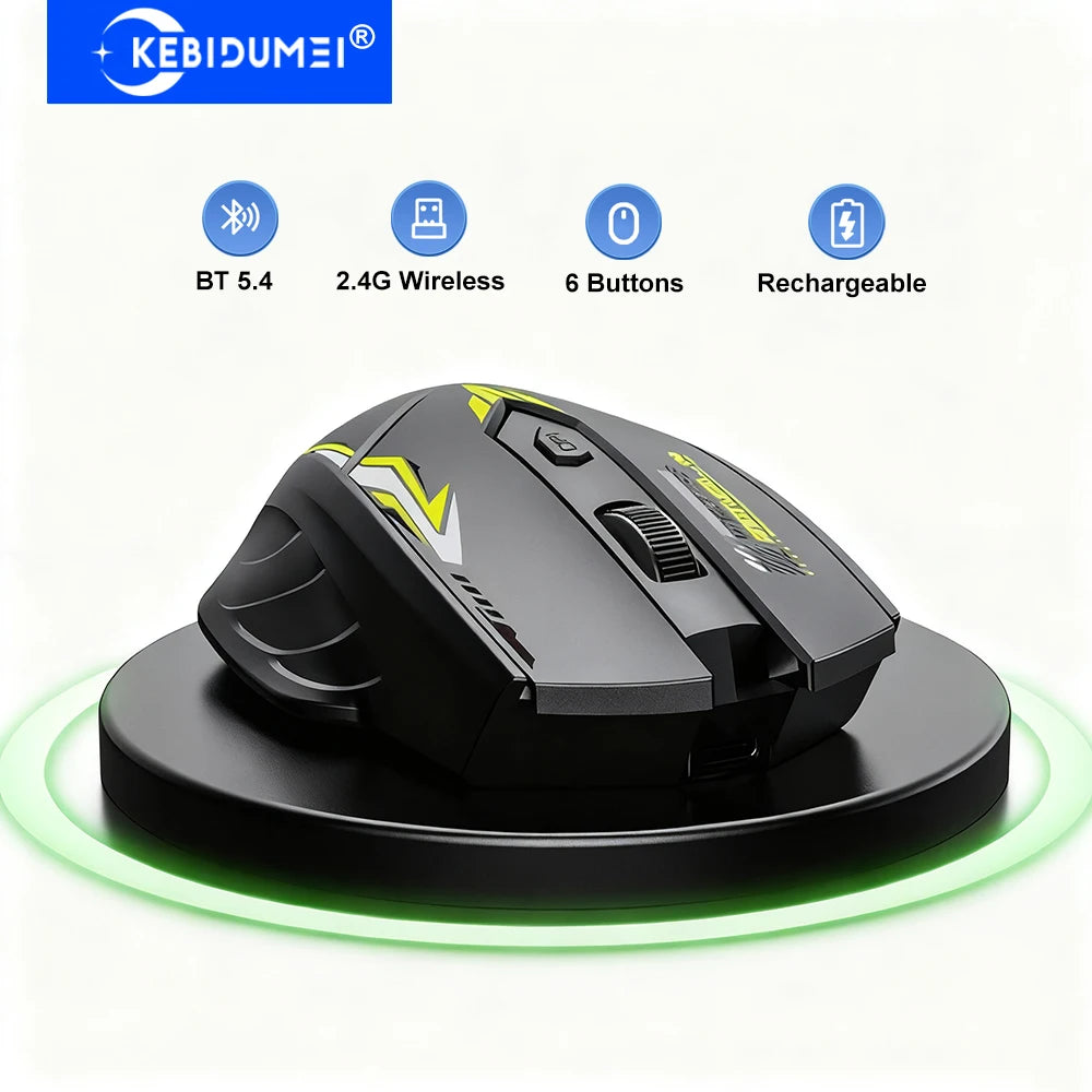 Ratón Bluetooth 5,4, ratón inalámbrico de modo Dual 2,4G, 6 botones, ratón para juegos, ratón silencioso de oficina, ratón recargable para PC y portátil
