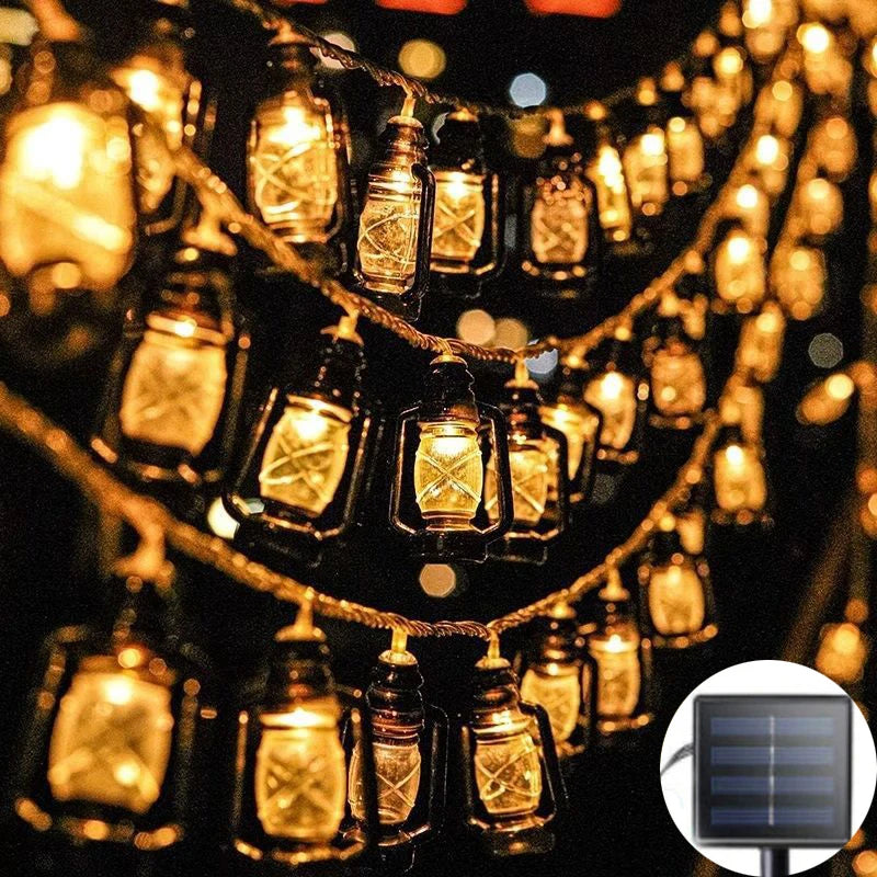 Guirnalda de Luces LED Solares, Lámpara de Botella Retro, Guirnalda de Luces Decorativas Navideñas, Lámpara de Ambiente para Jardín, Luz para Acampar al Aire Libre