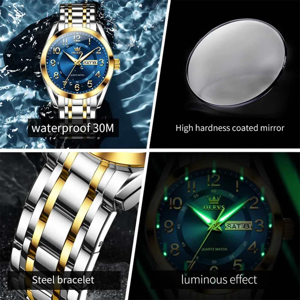 Reloj de Cuarzo para Hombre OLEVS 3666 Luminoso Acero Inoxidable