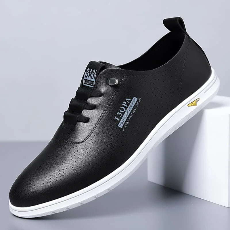 Zapatos de vestir mocásin para hombre, cuero blanco, decoración perforada