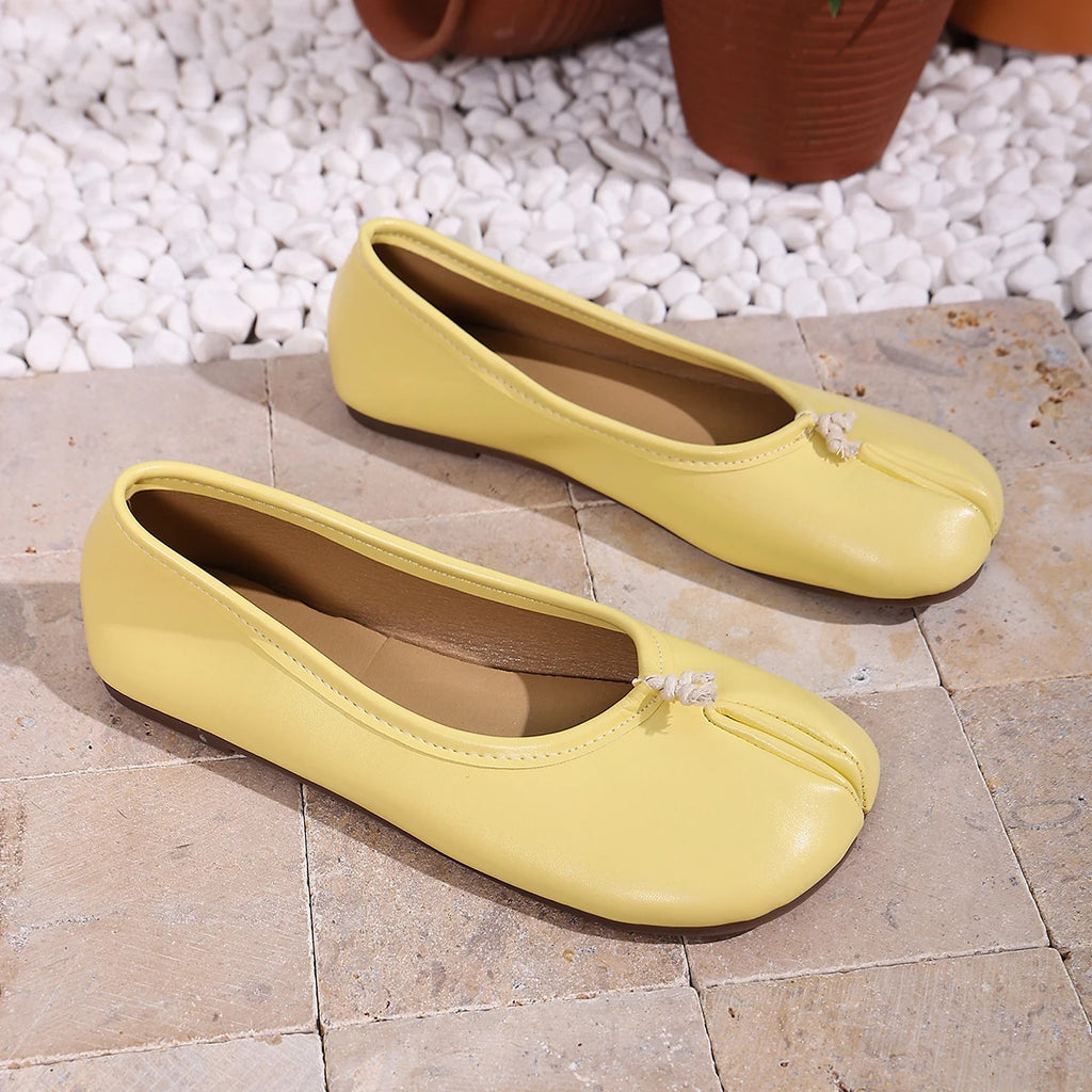 Nuevas Zapatillas Planas Tabi con Punta Dividida para Mujer, Zapatos de Ballet de Piel Sintética Suave, Zapatos Planos Cómodos para Uso Diario Informal para Damas