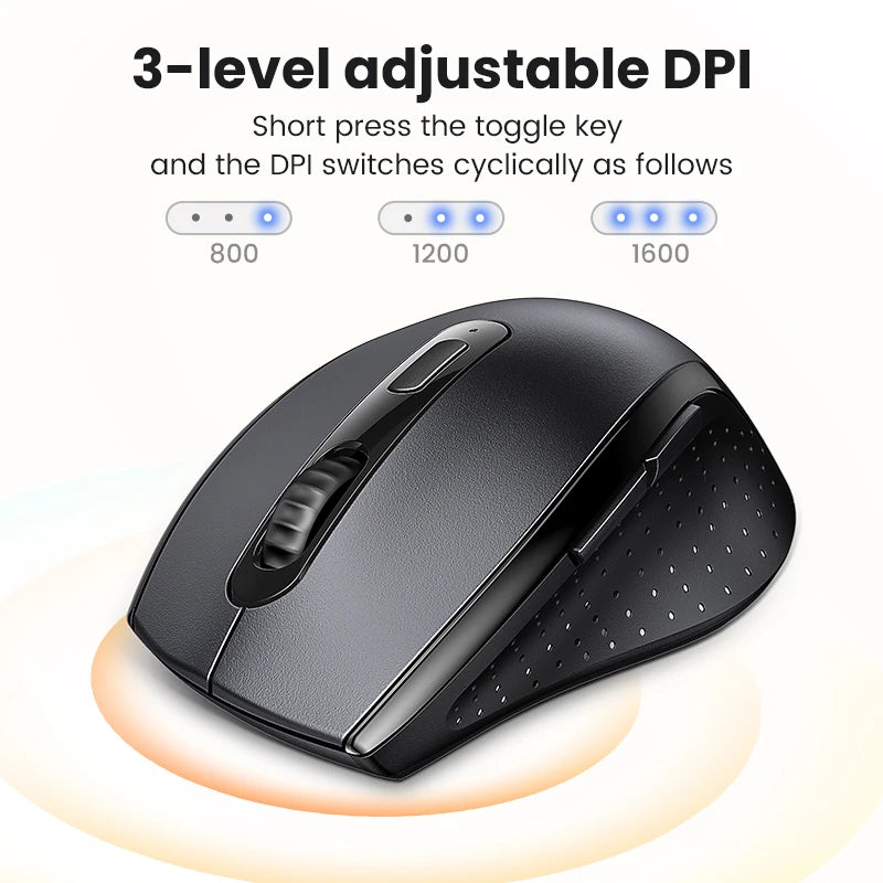 Mouse inalámbrico UGREEN silencioso 1600DPI con receptor USB 2.4GHz