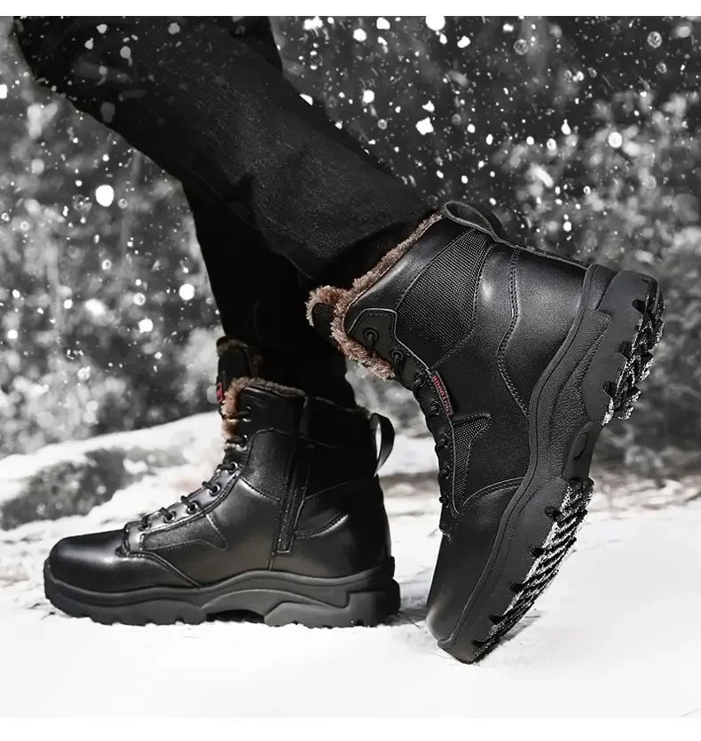 Botas de nieve para hombre forradas de piel, cálidas y antideslizantes
