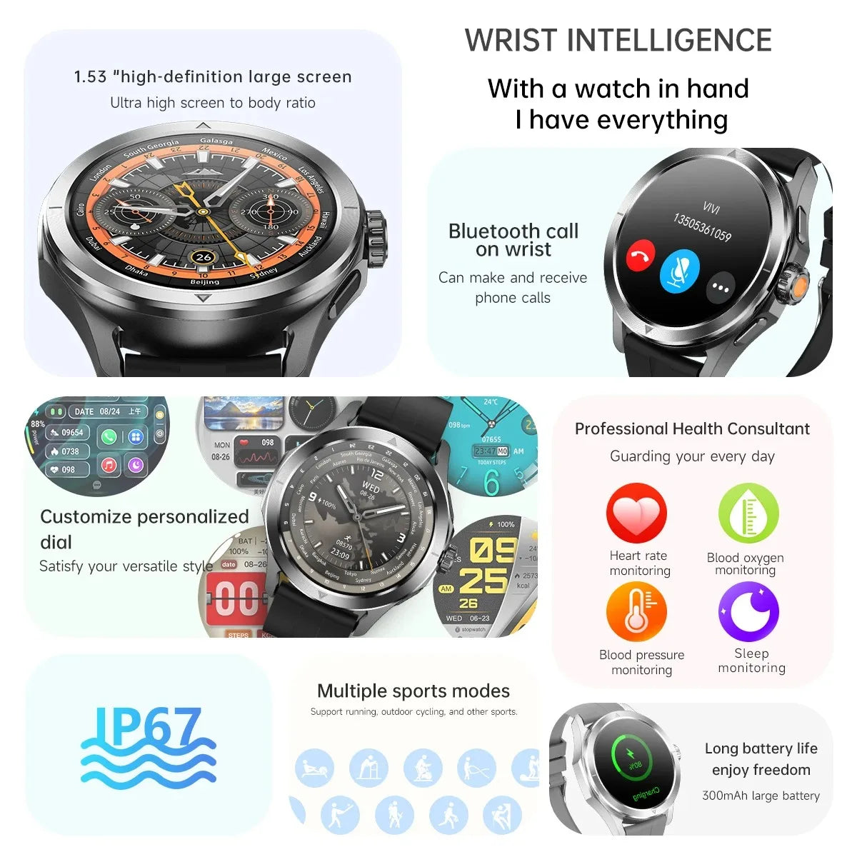 Nuevo para Xiaomi S4 Ultra deportes al aire libre reloj inteligente hombres 1,53 pulgadas AMOLED NFC GPS brújula ritmo cardíaco impermeable BT llamada Smartwatch