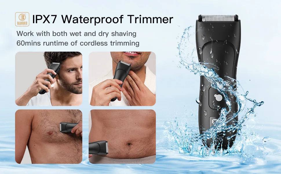    Recortadora de vello corporal para hombres, afeitadora recargable para barba, depiladora de pecho, axilas e ingle