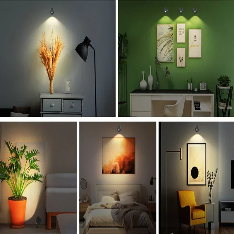Apliques de Pared LED, Lámparas Montadas con Batería Recargable Dim 3 Brillo Carga Removible 360 ° Gire la bola magnética