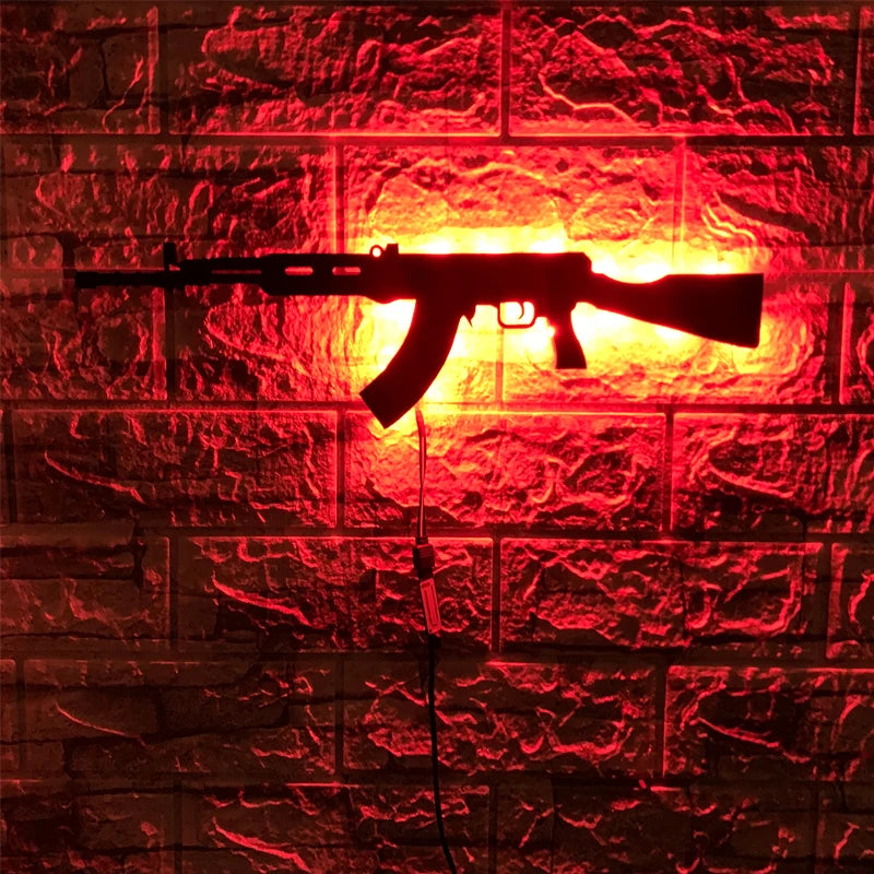 Lámpara de Pared LED 3D Pistola Luz Nocturna USB