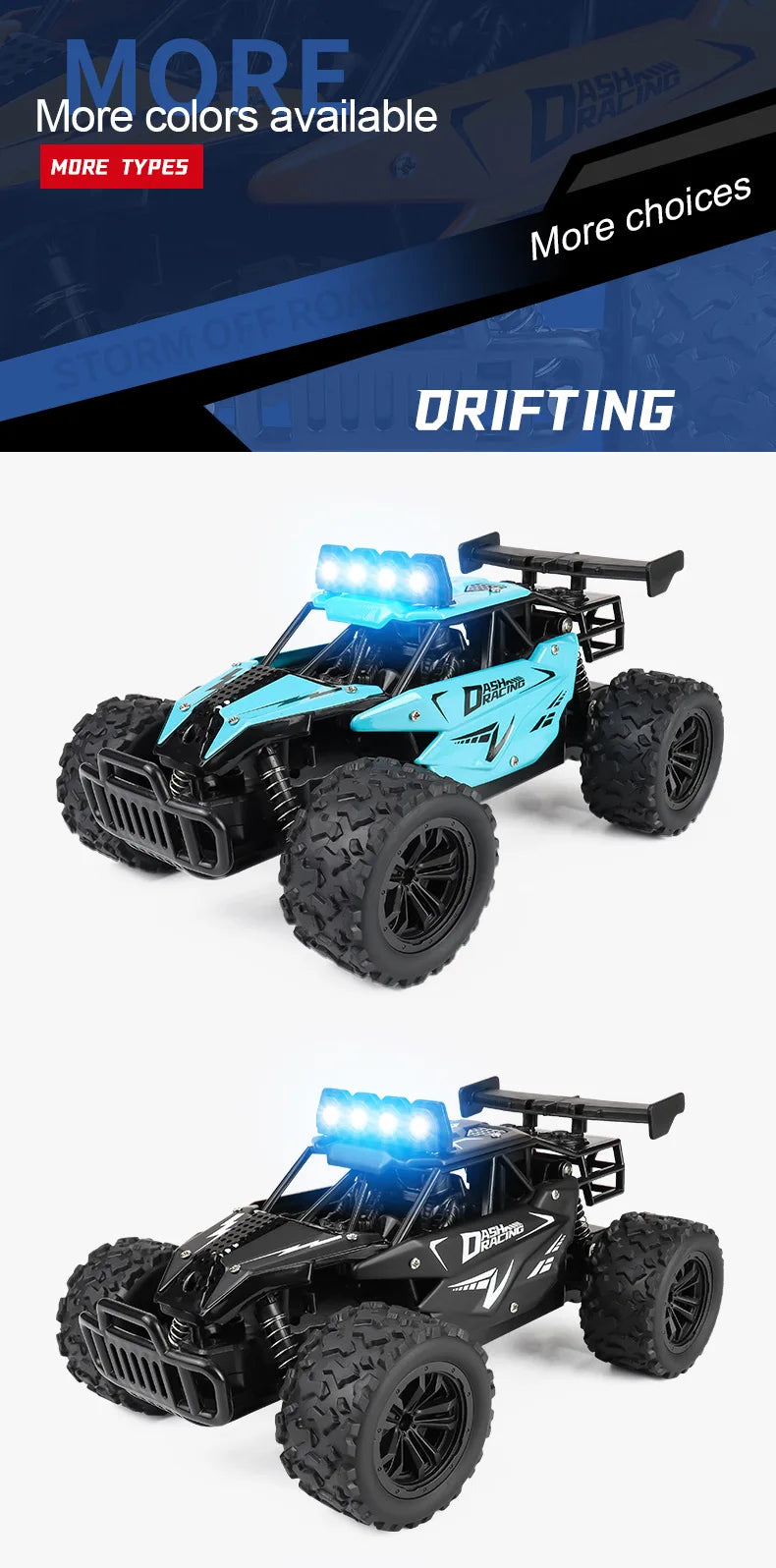 Coche RC 1:16 con Luces LED, Todoterreno, Vehículo de Escalada