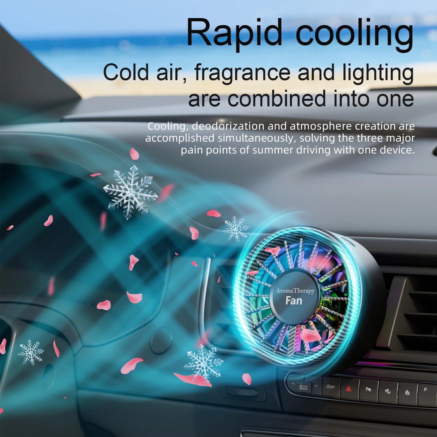 Nuevo ventilador magnético para coche, iluminación colorida y fresca USB, suministro de aire direccional libre de fibra de carbono de alta gama, refrigeración rápida, disfruta de la frescura