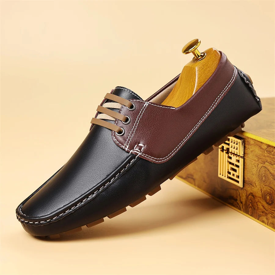 Zapatos Casuales de Piel Sintética Hechos a Mano para Hombre, Antideslizantes, Mocasines Cómodos para Conducir, Zapatos de Vestir para Oficina