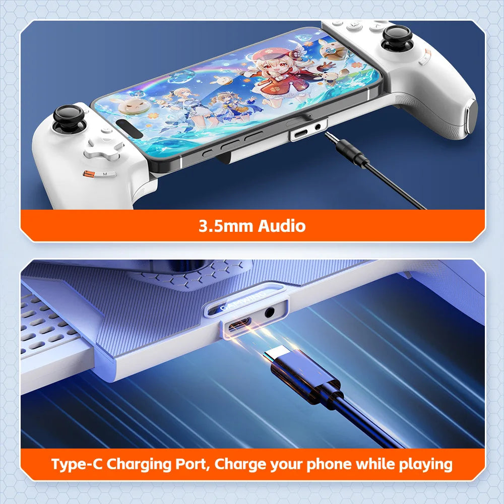 Original Gamwing Aobing Max tipo C AB01 con cable Bluetooth Stretch controlador de juego móvil para teléfono mito negro pollo Ios Android