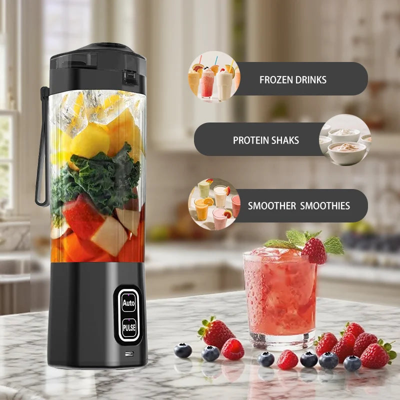 Licuadora Eléctrica Portátil para Jugos y Batidos de Frutas