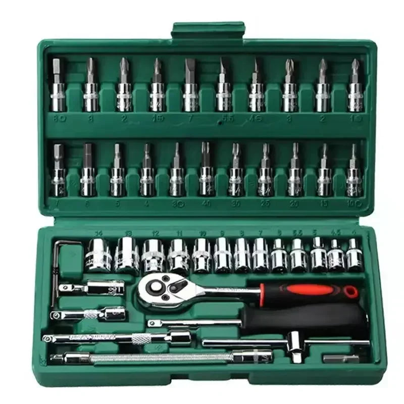 Juego de caja de herramientas para motocicleta, llave de trinquete rápida, 150/46 Uds., broca de grupo, caja de herramientas de grado Industrial, herramientas de reparación de automóviles, mantenimiento de automóviles