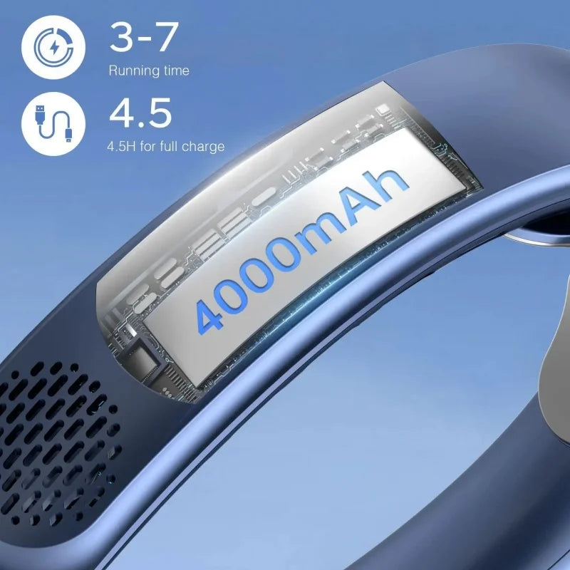 Ventilador de cuello USB de cuatro núcleos, turbina de diseño sin espalda, fácil de controlar y transportar, portátil, para exteriores, regalo de verano, novedad de 2024