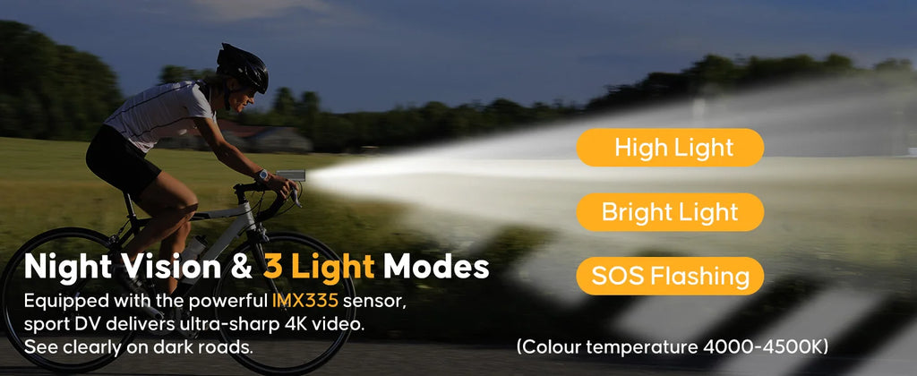 Cámara GPS 4K para bicicleta con faro, ordenador de ciclismo y velocímetro, acción deportiva DV, 64GB, Control por aplicación, resistente al agua IP65