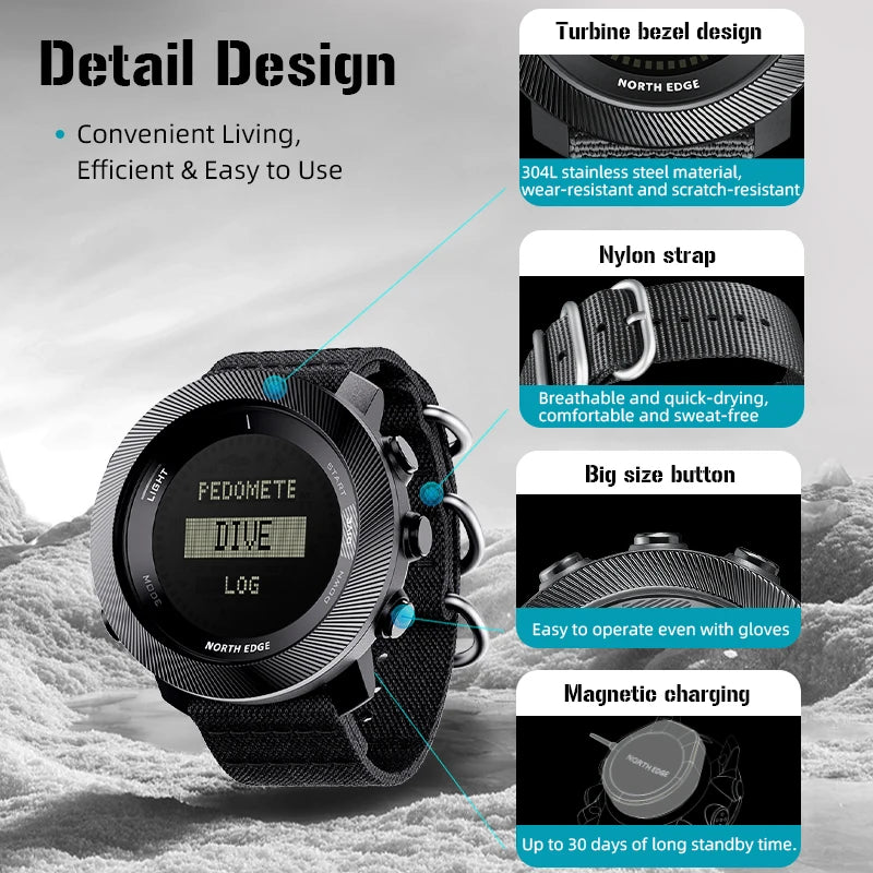 NORTH EDGE APACHE-D Reloj Digital Buceo 100M