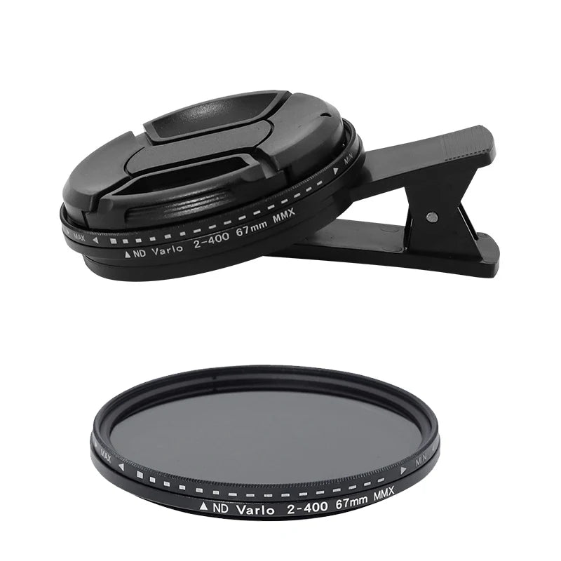 Filtro ND Variable 67MM ND2-400 con Clip para Teléfono