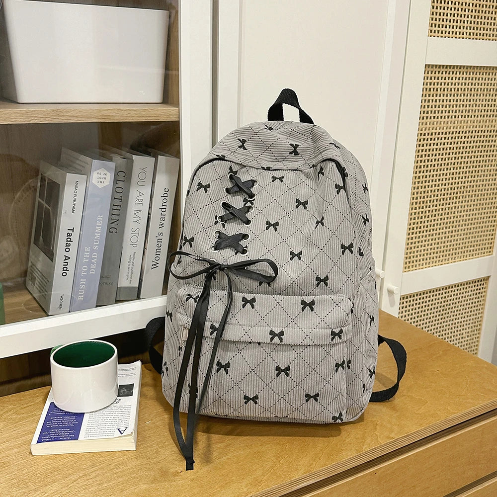 Mochila de Pana para Mujer, Gran Capacidad Estilo Universitario para Viajes