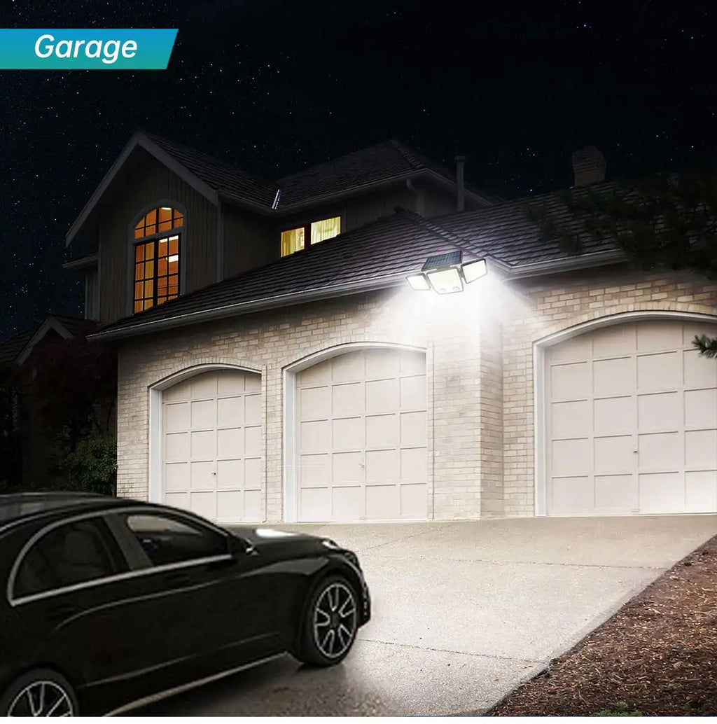 Luz Solar Exterior 3 Cabezales Ajustables con Sensor de Mov