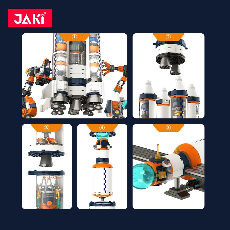 Serie de exploración espacial JAKI, modelo de ensamblaje de bloques de construcción de módulo de núcleo de súper cohete avanzado Dawn, juguete de regalo de cumpleaños para niño