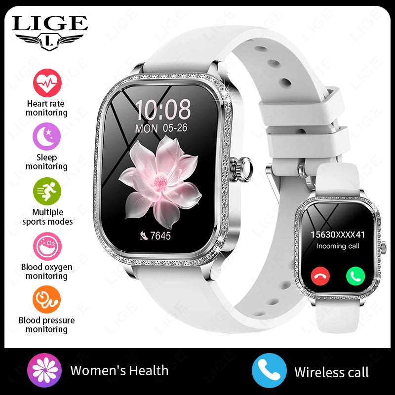 Smartwatch para mujer con pantalla curva HD 1.75 pulgadas y llamadas Bluetooth