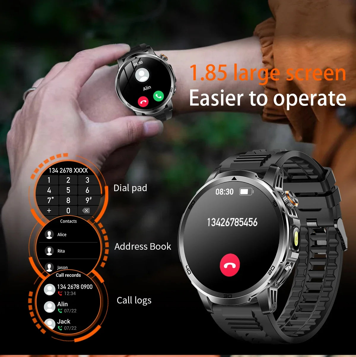 2026 militar t-rex 3 reloj inteligente reloj de Fitness hombres 466*466 pantalla AMOLED 1000mAh batería linterna llamada impermeable Smartwatchs