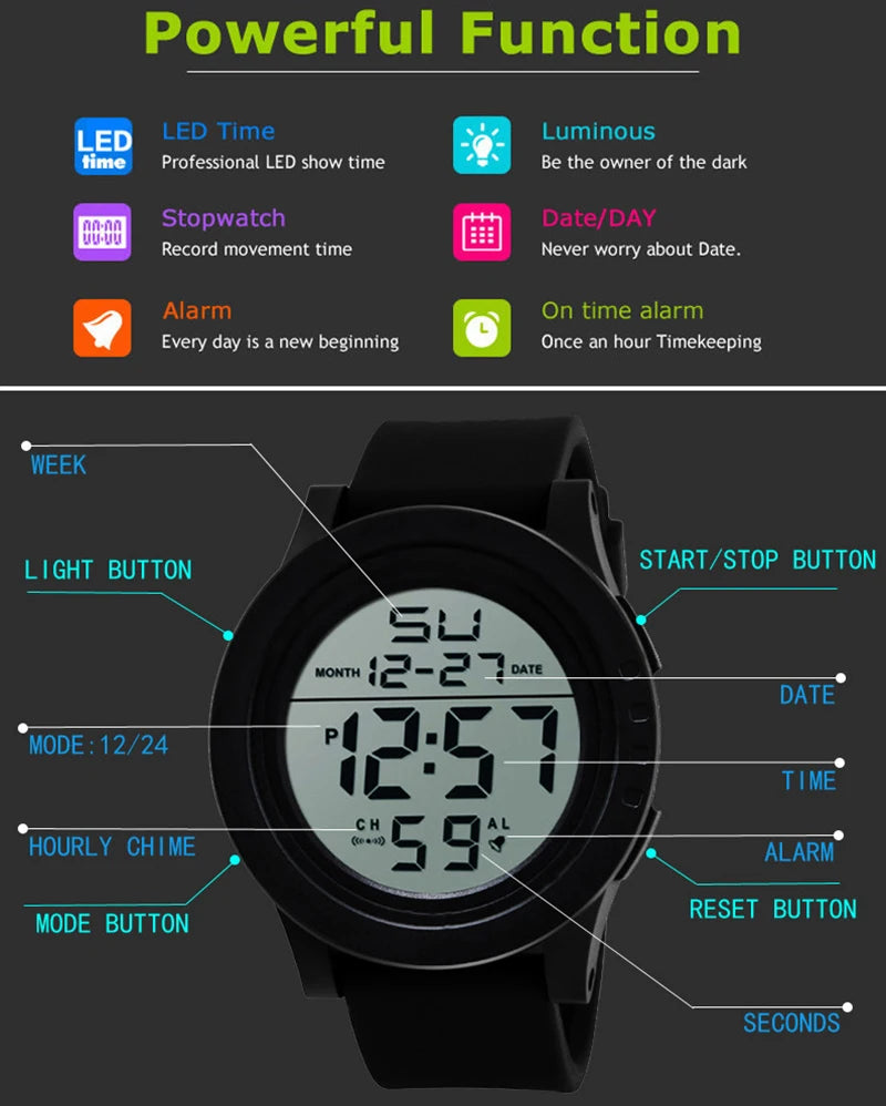 Reloj Digital Deportivo Militar Multifunción