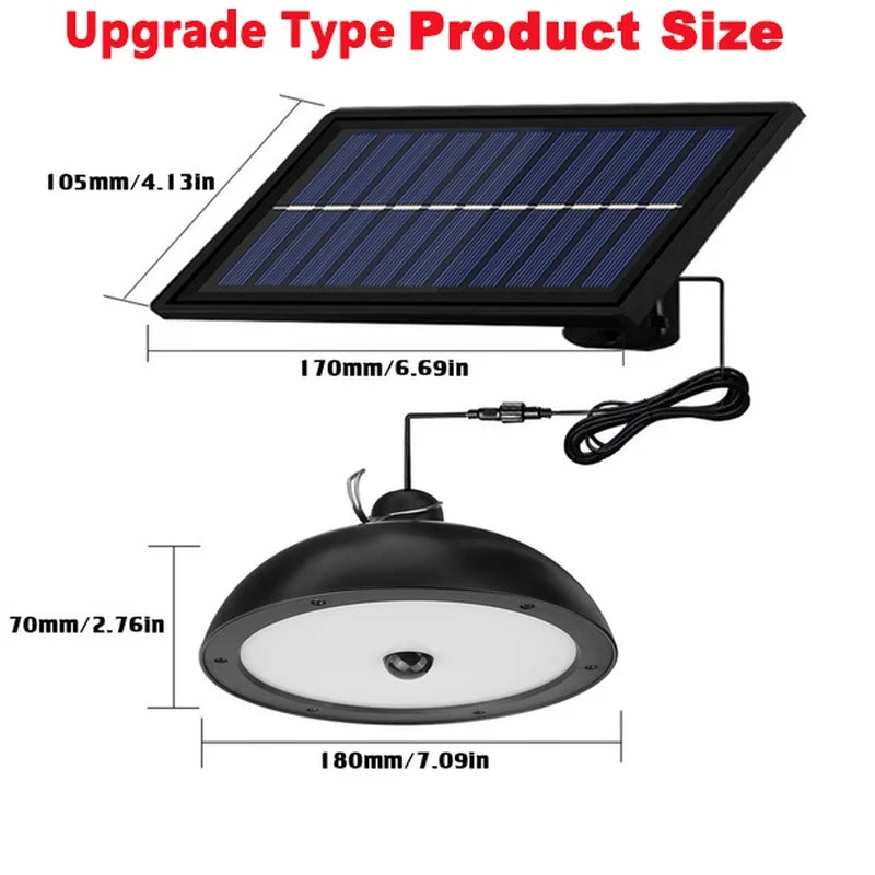 Lámpara solar para exteriores, lámpara LED impermeable, decoraciones de luz colgante de doble cabeza con control remoto para cobertizo interior, granero Roo