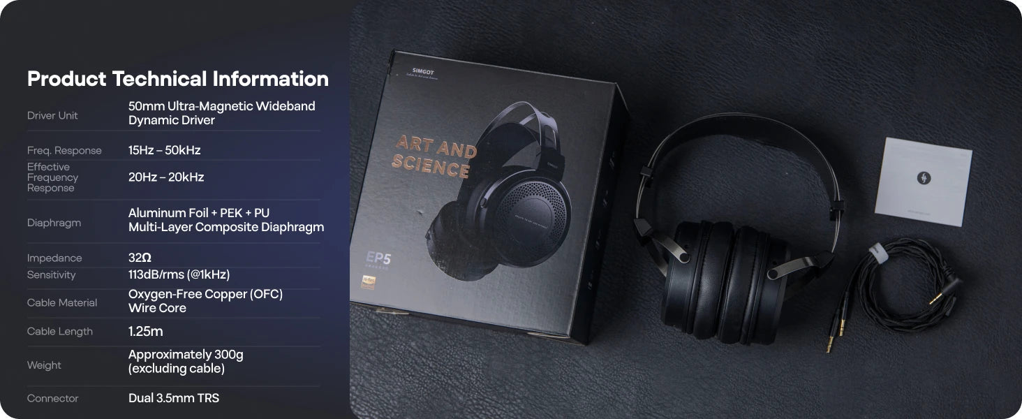 Auriculares SIMGOT EP5 Driver Dinámico 50mm Hi-Fi Over-Ear