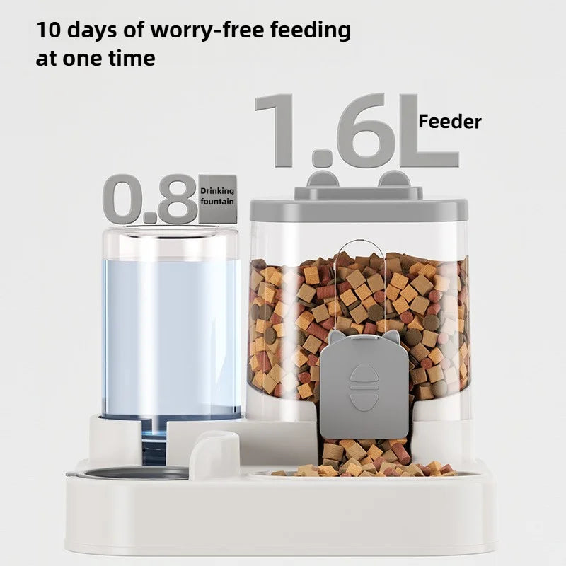 Cuenco para gatos, comedero automático con diseño a prueba de derrames con fuente de agua, dispensador de comida para mascotas para gatos pequeños, medianos y grandes