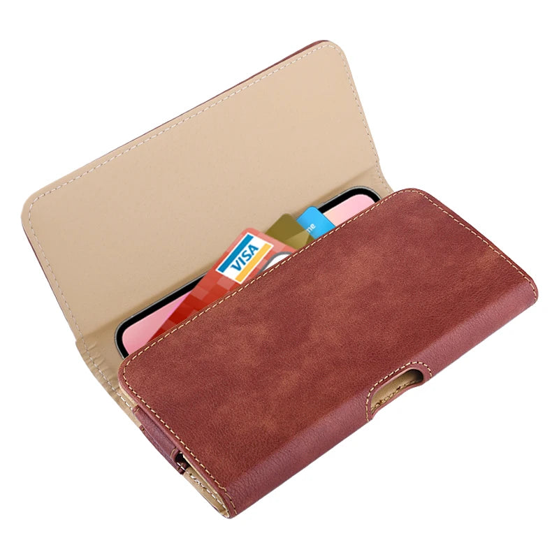 Funda Universal de Cuero para Teléfono con Clip para Cinturón