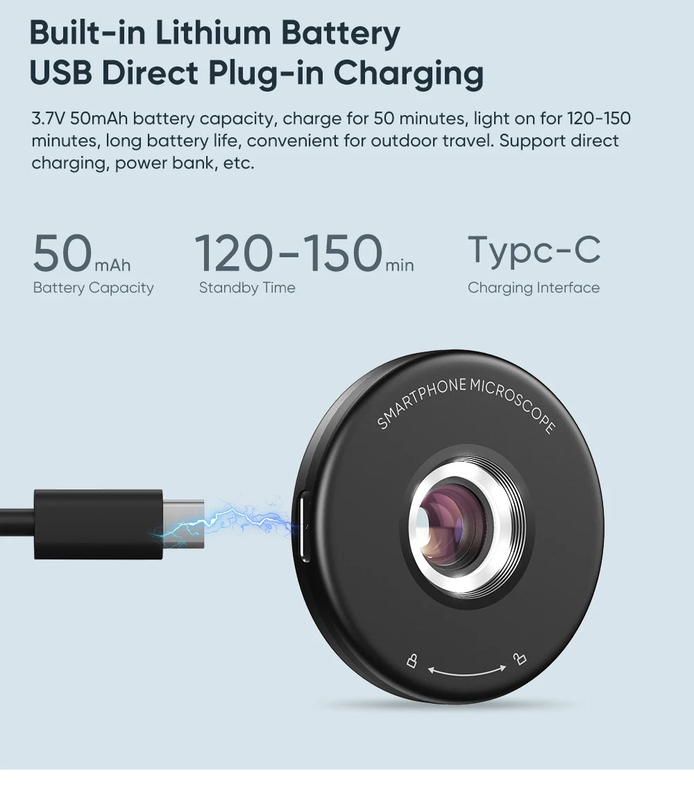 Lente de Microscopio Digital 100X para iPhone y Xiaomi