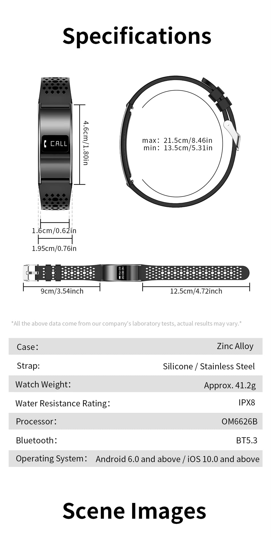Pulsera Inteligente Deportiva Resistente al Agua IPX8 con Monitor de Salud