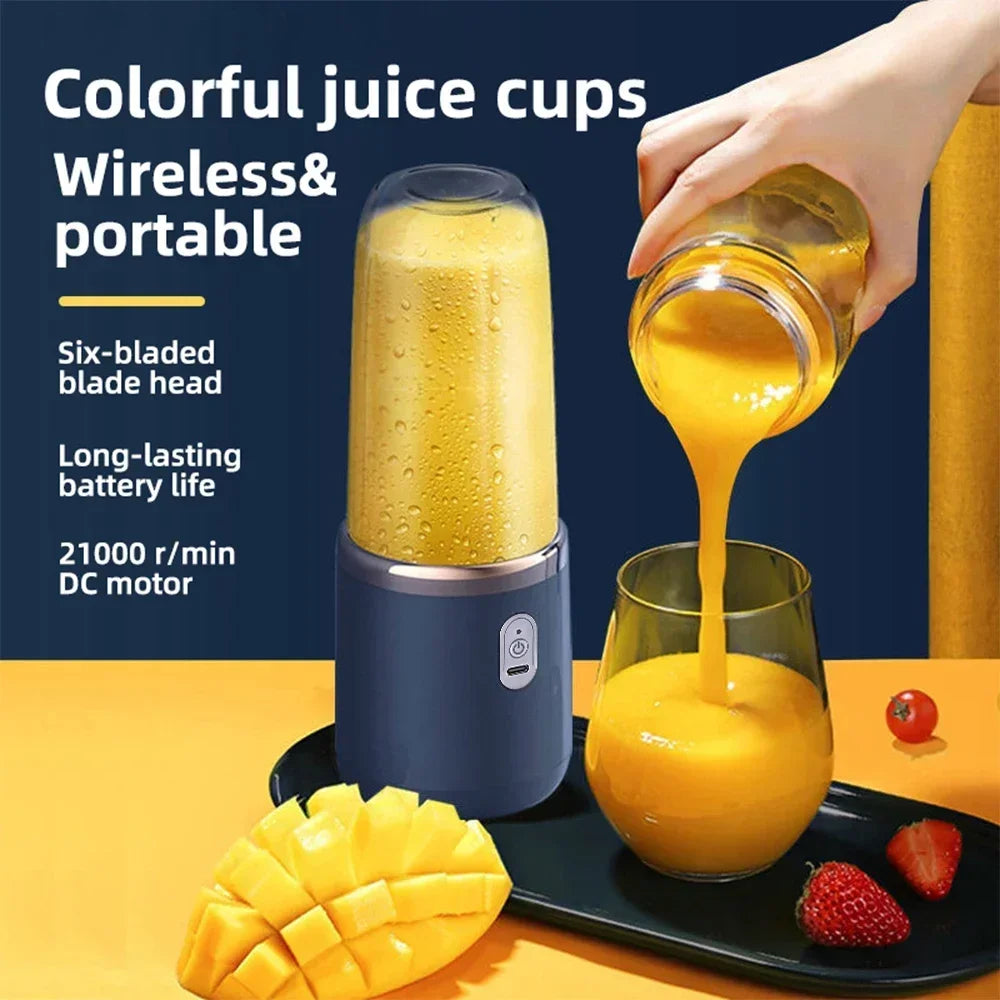 Licuadora Portátil 400 ml 6 Cuchillas de Acero y Carga USB-C