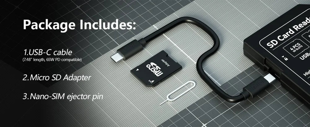 Estuche de Almacenamiento para Tarjetas de Memoria BUDI SD TF con Lector de 12 Ranuras, USB Tipo-C, Transmisión de Datos de Alta Velocidad para Fotografía Digital