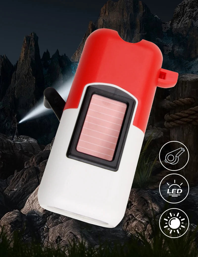 Linterna LED Dinamo de Manivela Solar para Camping
