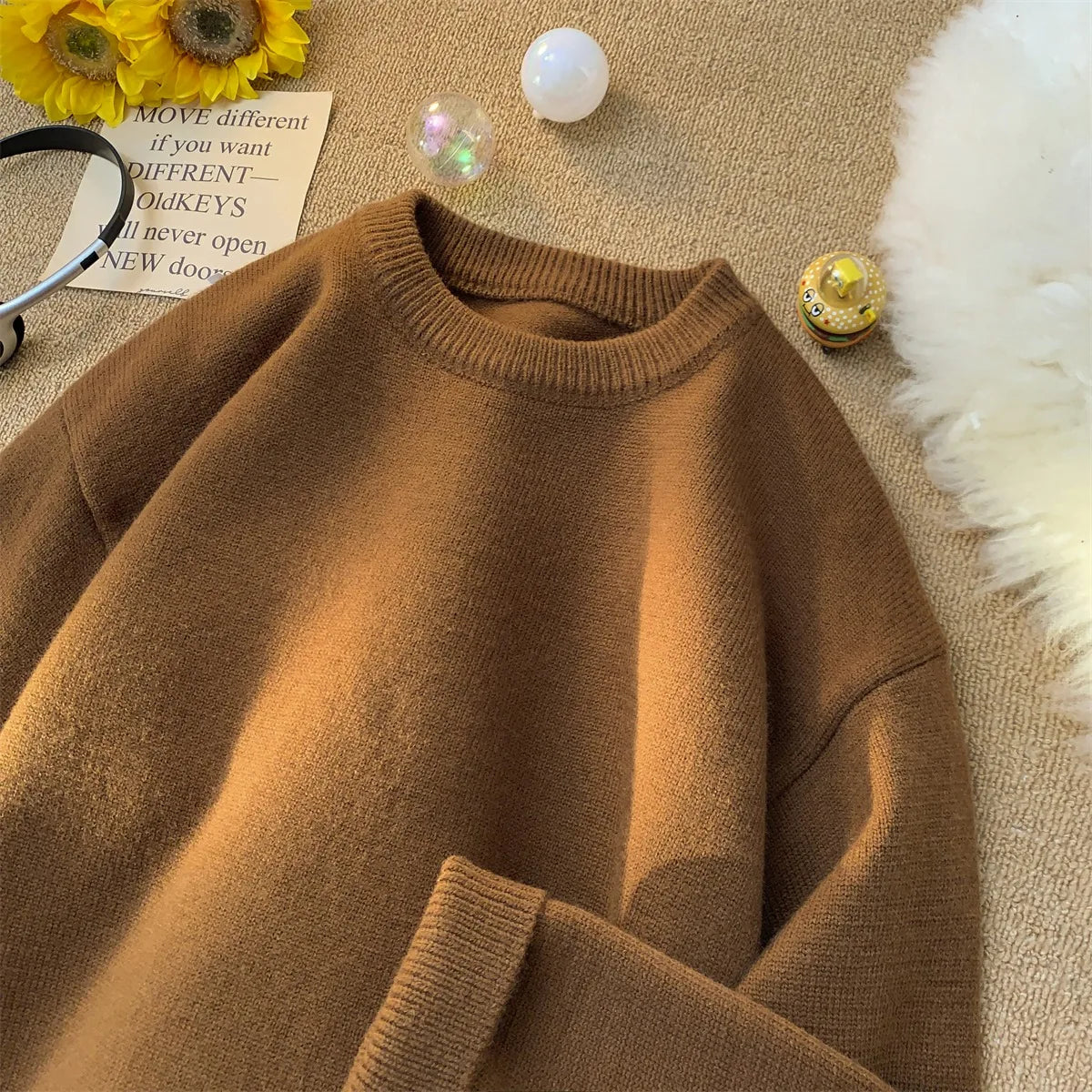 Suéter de Punto para Hombre | Estilo Retro Holgado de Invierno