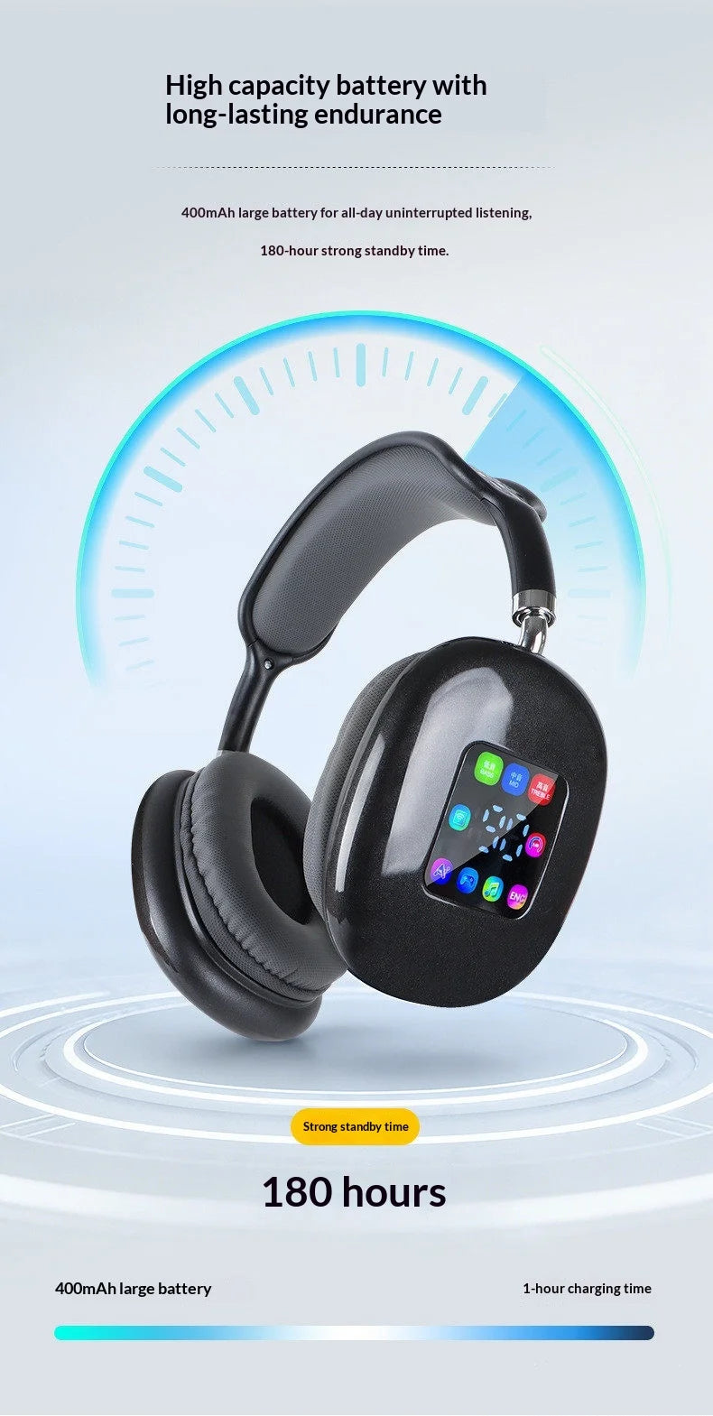 CEP-9 Auriculares Bluetooth 5.3 Pantalla LED Color