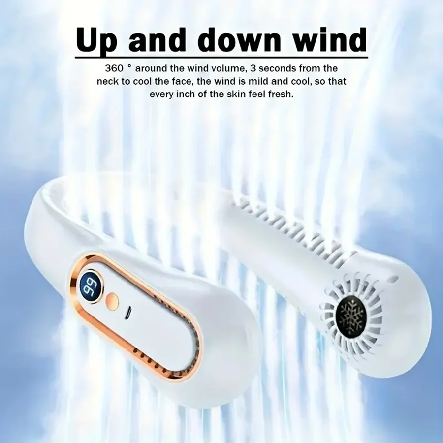 Ventilador de Cuello Portátil Sin Aspas con Pantalla LED