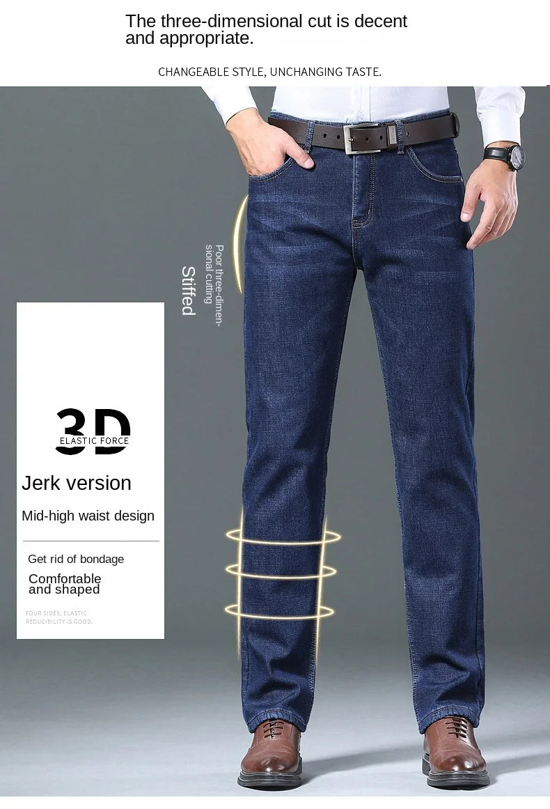 Pantalones Vaqueros Holgados para Hombre, Elásticos, con Forro Polar