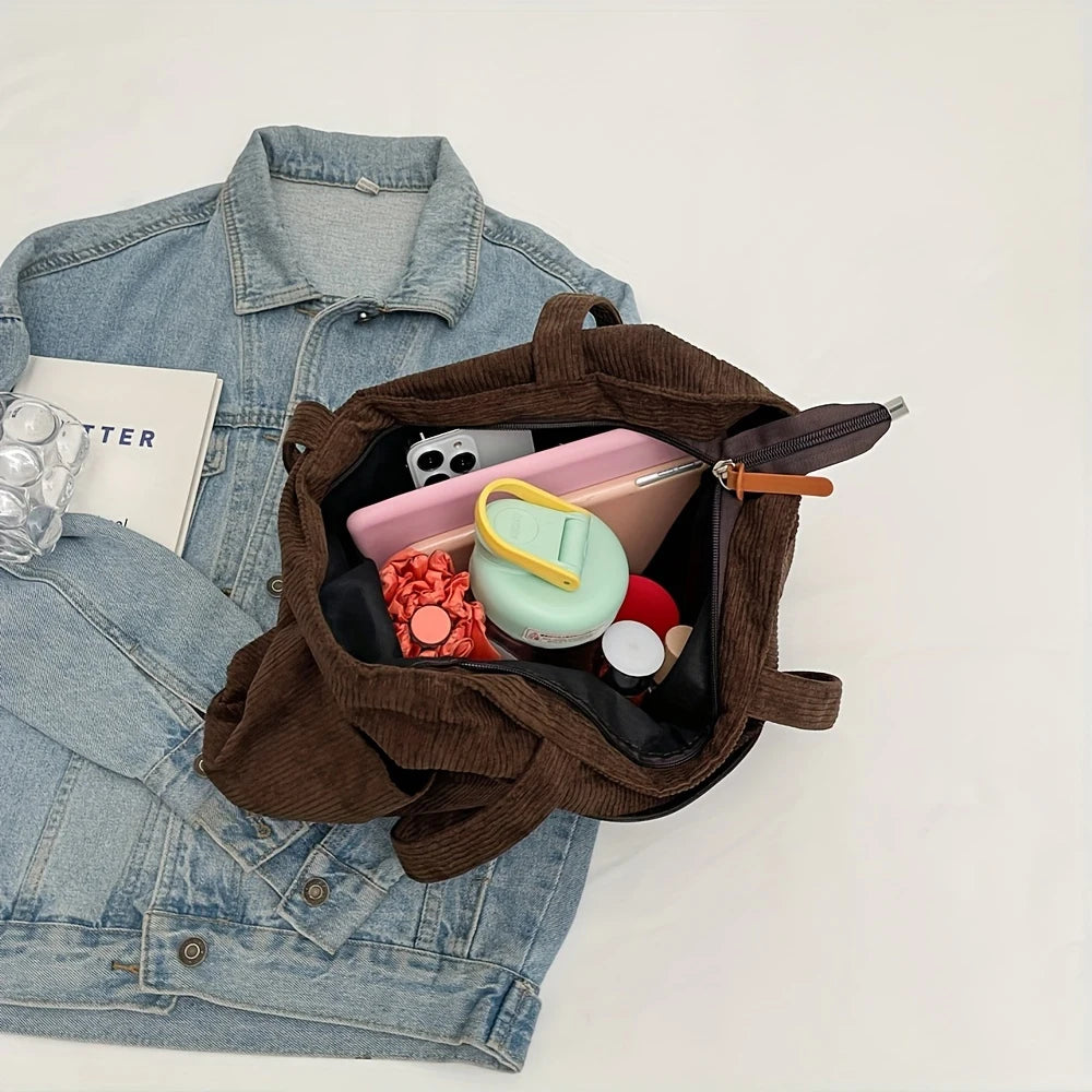 Bolso de Lona Polar de Gran Capacidad para Mujer