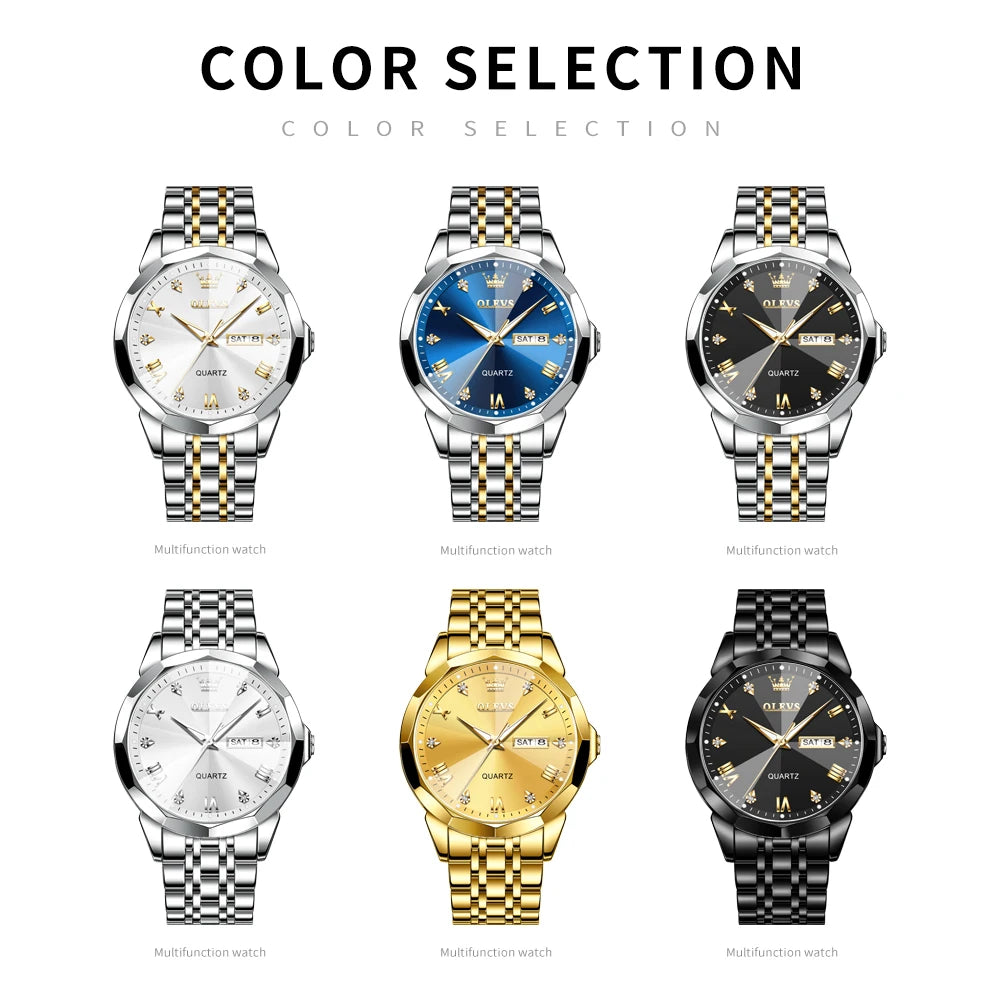 Reloj de Cuarzo OLEVS para Hombre con Acero Inox y Doble Calendario