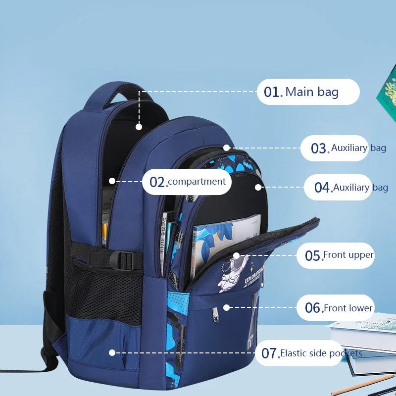 Mochila Escolar Astronauta Impermeable para Niños de 2 a 16 Años