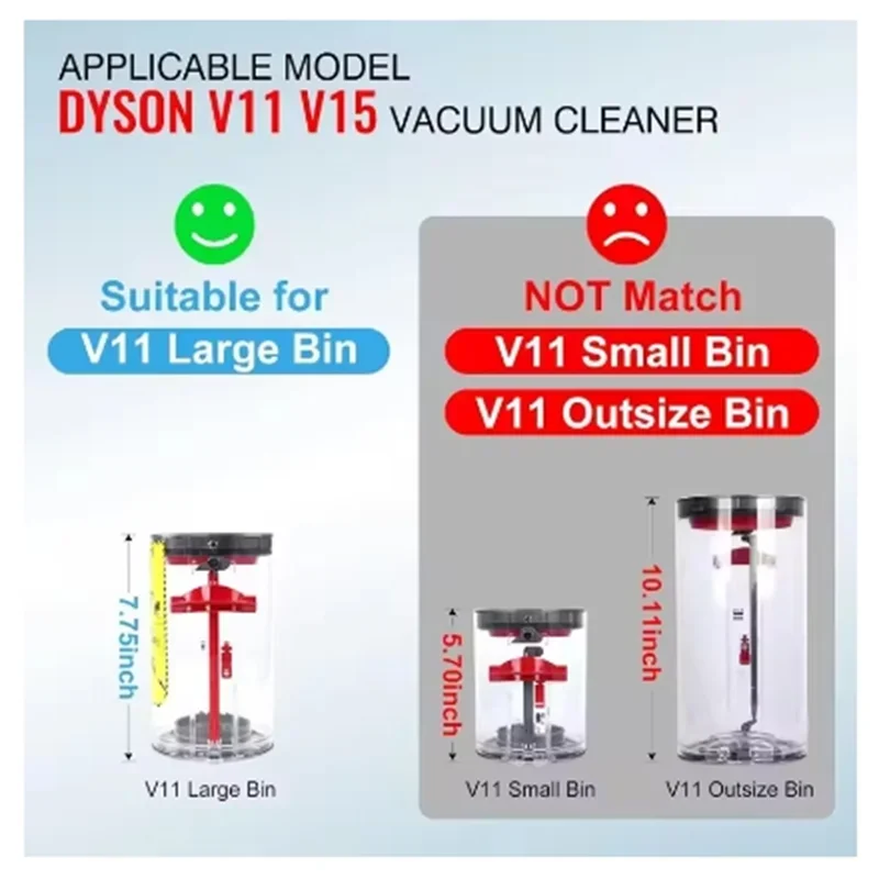 Repuesto de cubo de polvo para aspiradora Dyson V11 V15 SV14 SV15 SV22
