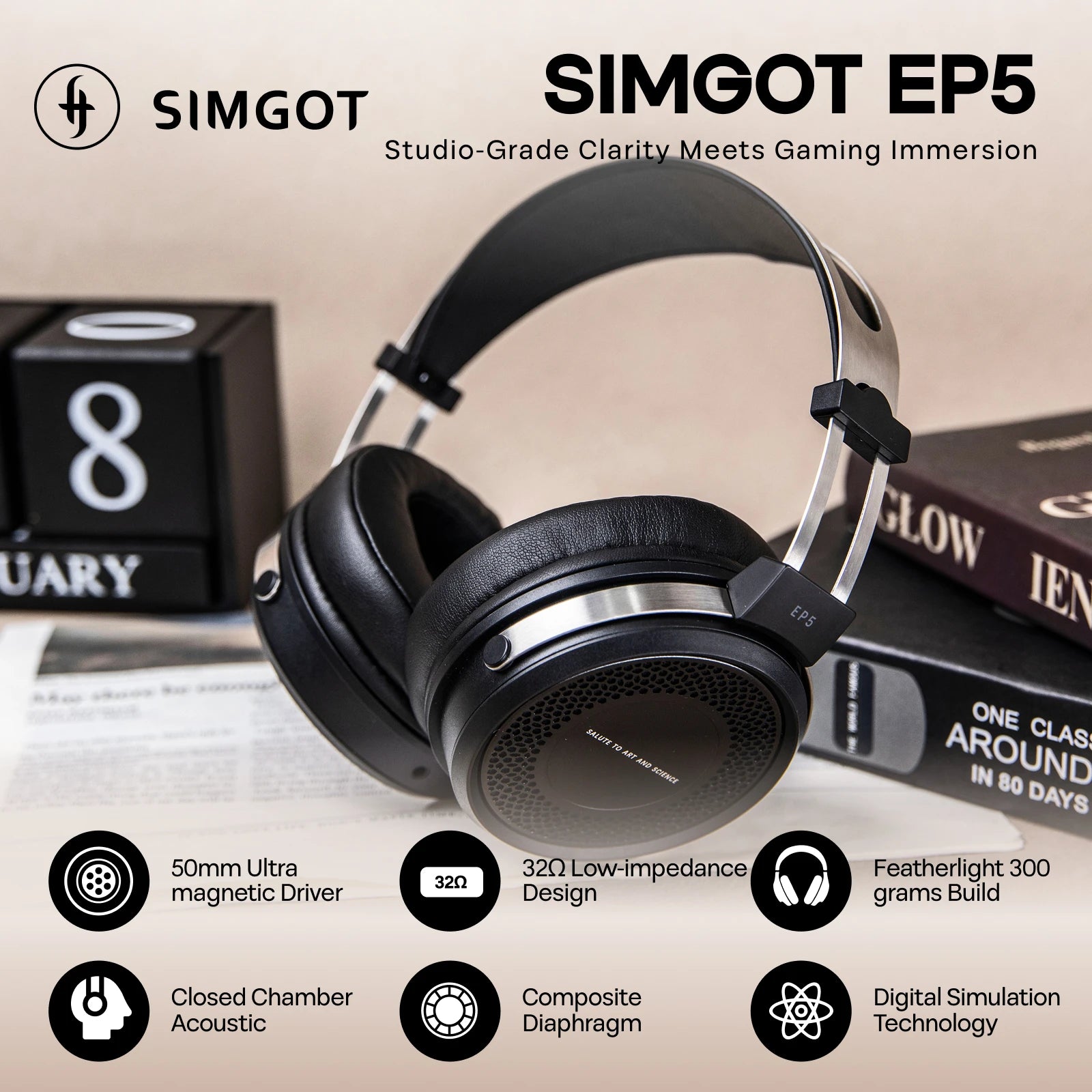Auriculares SIMGOT EP5 Driver Dinámico 50mm Hi-Fi Over-Ear