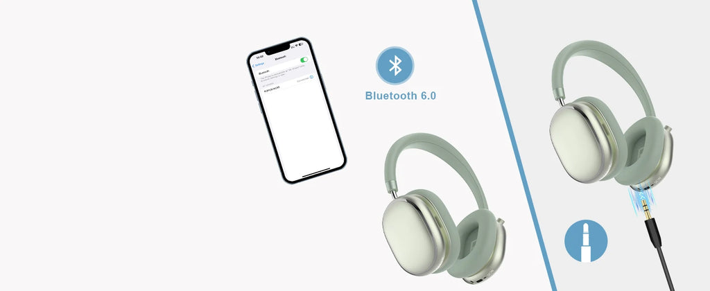 Auriculares híbridos con cancelación activa de ruido con perilla de control 65H de reproducción auriculares sobre la oreja inalámbricos Bluetooth 6,0 Audio de alta resolución