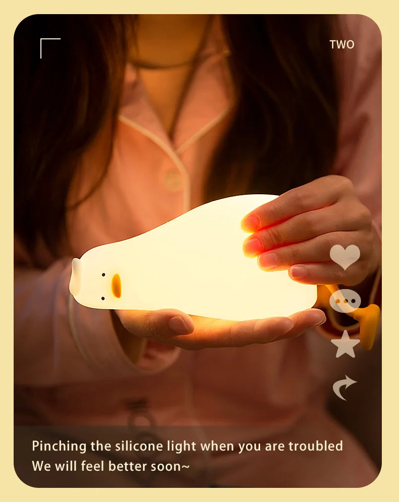 Lámpara LED Nocturna de Silicona con Forma de Pato