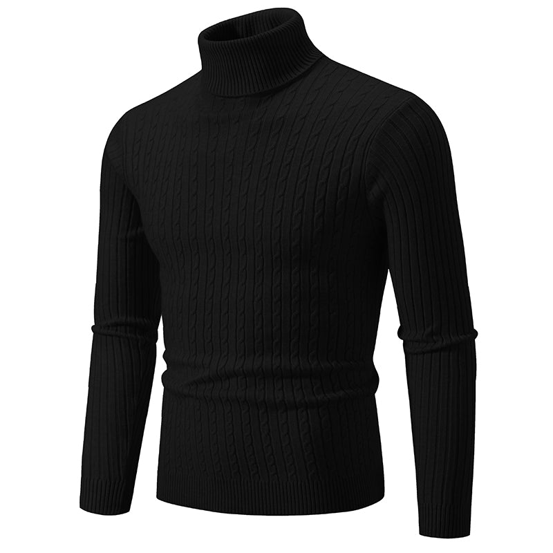 Nuevo suéter de cuello alto para hombre, jersey de Color sólido, tejido cálido, informal, sudadera de cuello alto, Tops de lana para hombre para invierno al aire libre