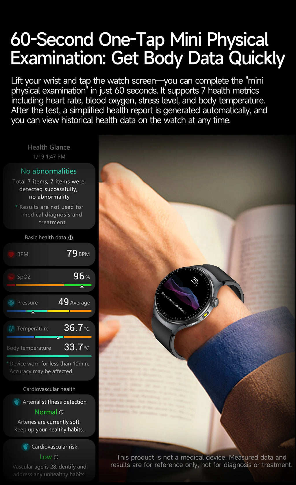 Reloj Inteligente con ECG, Grasa Corporal y Presión Arterial AMOLED