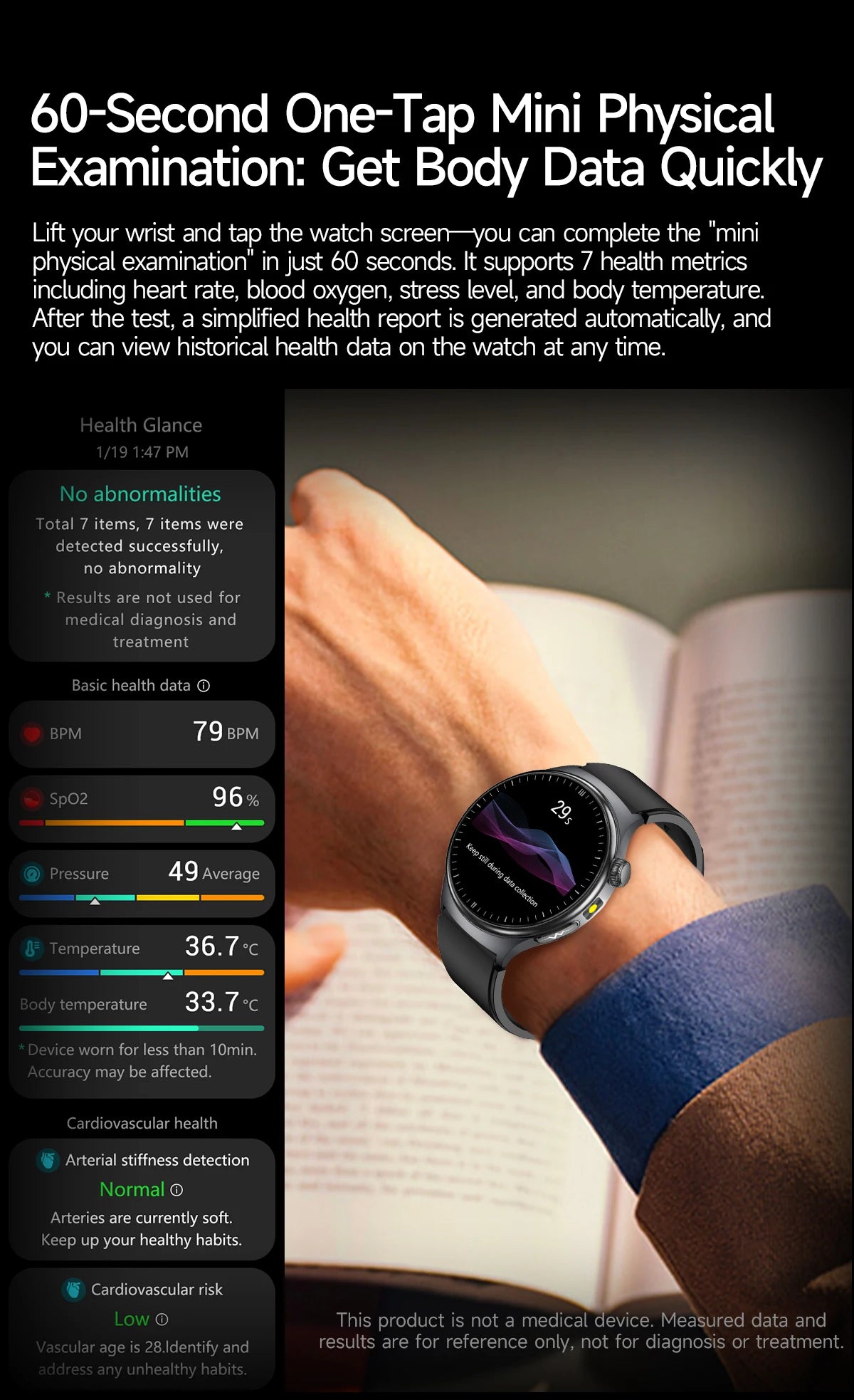 Reloj Inteligente con ECG, Grasa Corporal y Presión Arterial AMOLED